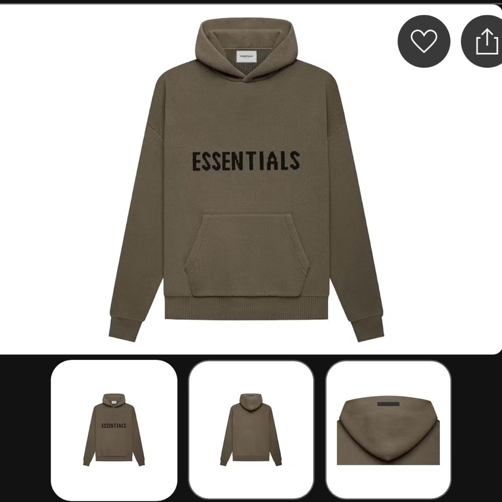 Essentials Olive Green Hoodie Sweatshirt